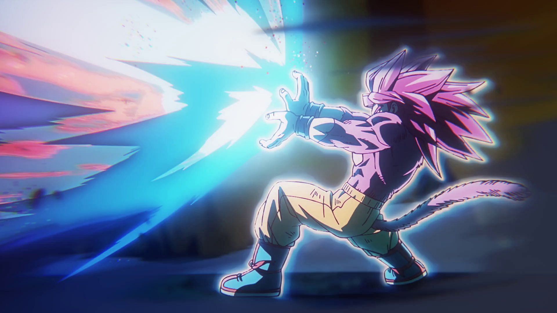 Adult Super Saiyan 4 Goku using the Kamehameha (Image via Toei Animation).