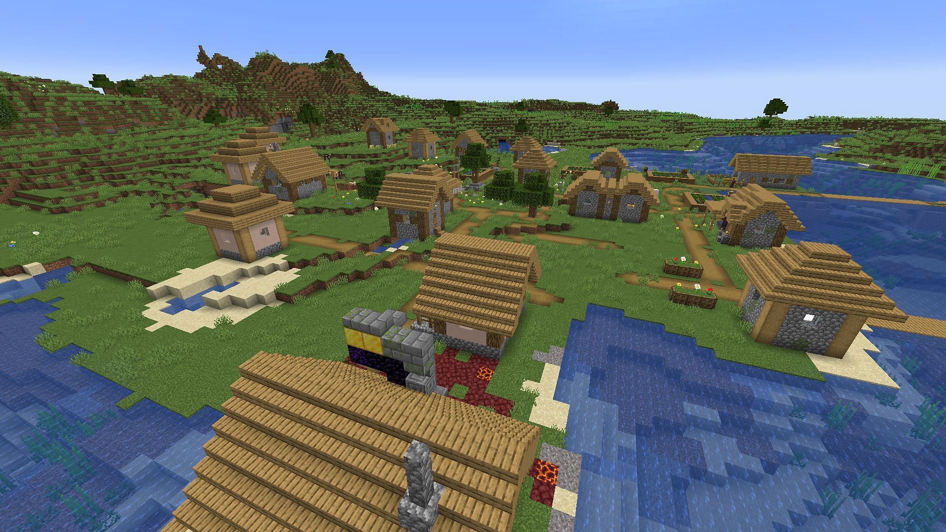 Ruined portal in a village (Image via Mojang &amp; Sportskeeda Gaming)