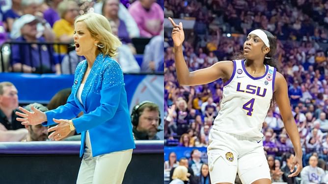 WATCH: Flau'jae Johnson holds back animated Kim Mulkey after hilarious in-sync reaction