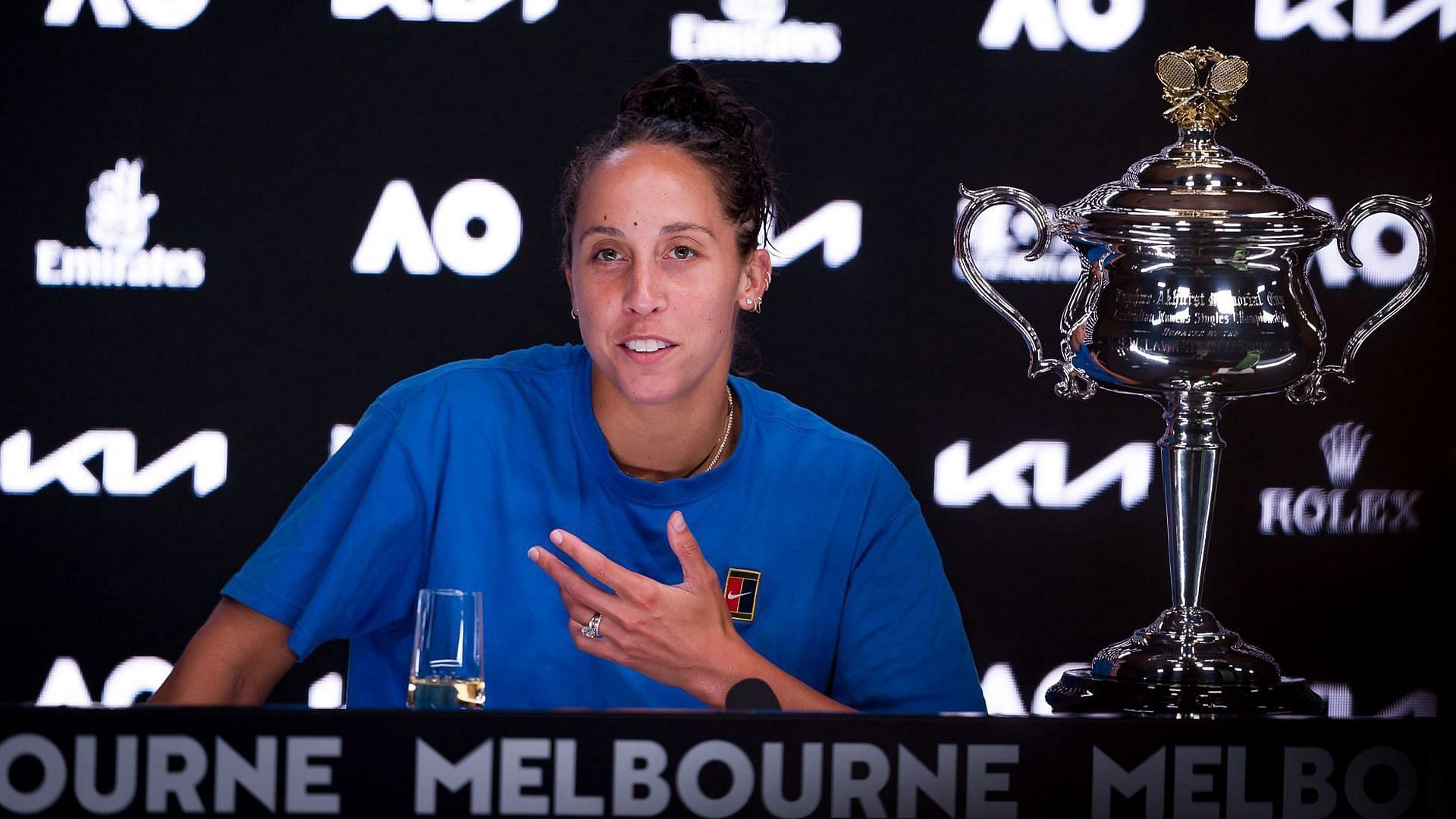 Madison Keys with the Australian Open title. Source: Getty