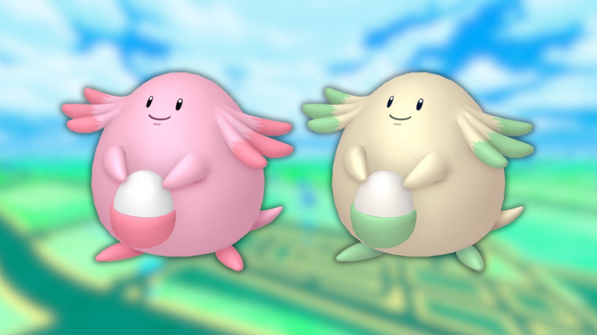 Chansey and its shiny variant (Image via The Pokemon Company)