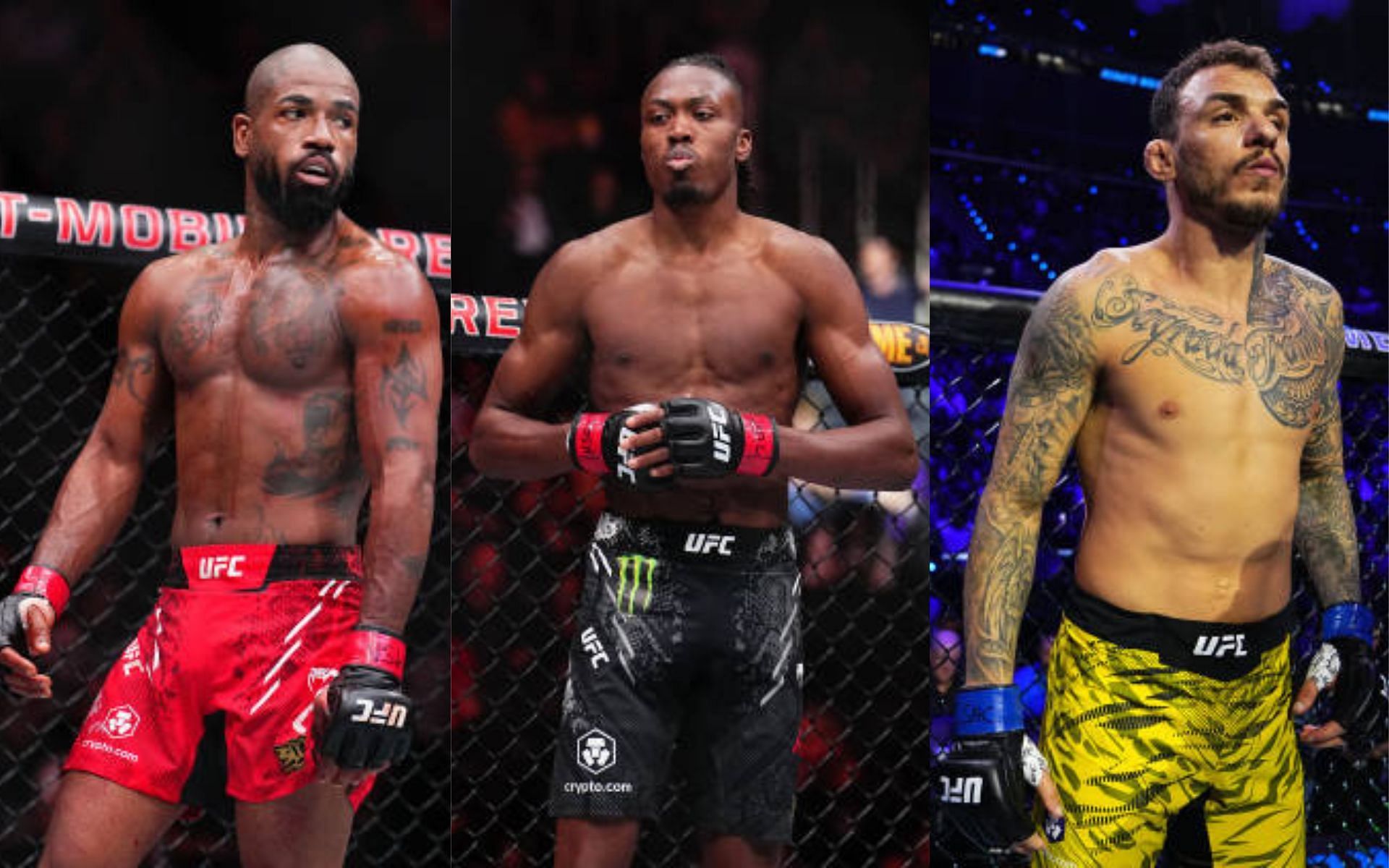 Jalin Turner (center) reflects on Bobby Green (left) and Renato Moicano (right) matchups [Image credits: Getty Images]