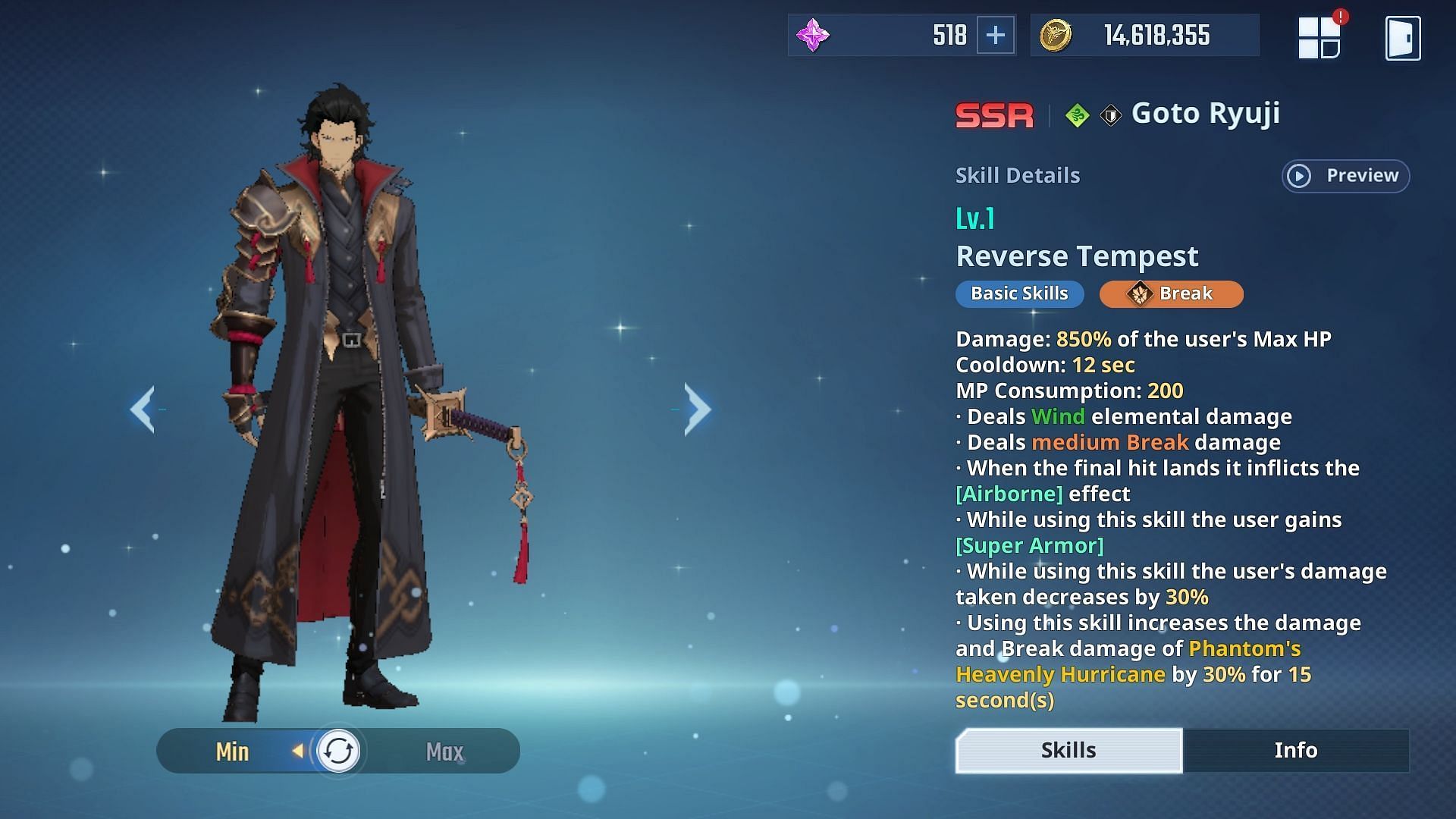 Goto&#039;s Reverse Tempest skill (Image via Netmarble)