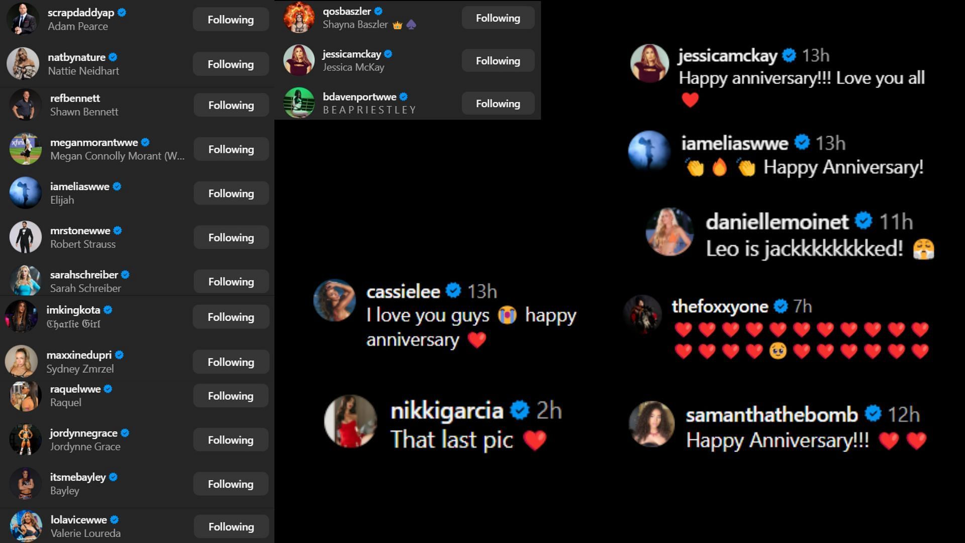 Screenshots of stars&#039; likes and comments [Image credits: Riddick Moss and Emma&#039;s Instagram handles]
