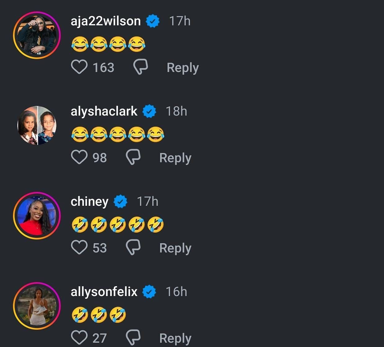 A&#039;ja Wilson and many others also reacted to Parker&#039;s latest post