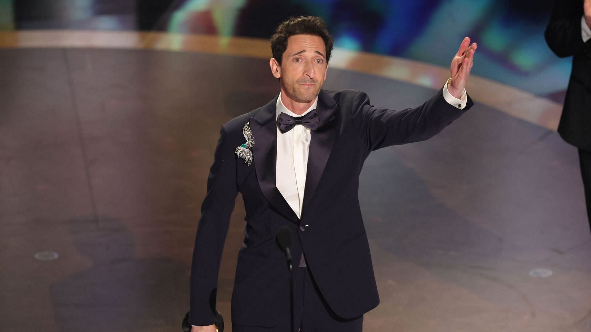 Adrien Brody accepts the Best Actor In A Leading Role award for &quot;The Brutalist&quot; onstage during the 97th Annual Oscars at Dolby Theatre on March 02, 2025, in Hollywood, California. (Image via Getty/Kevin Winter)