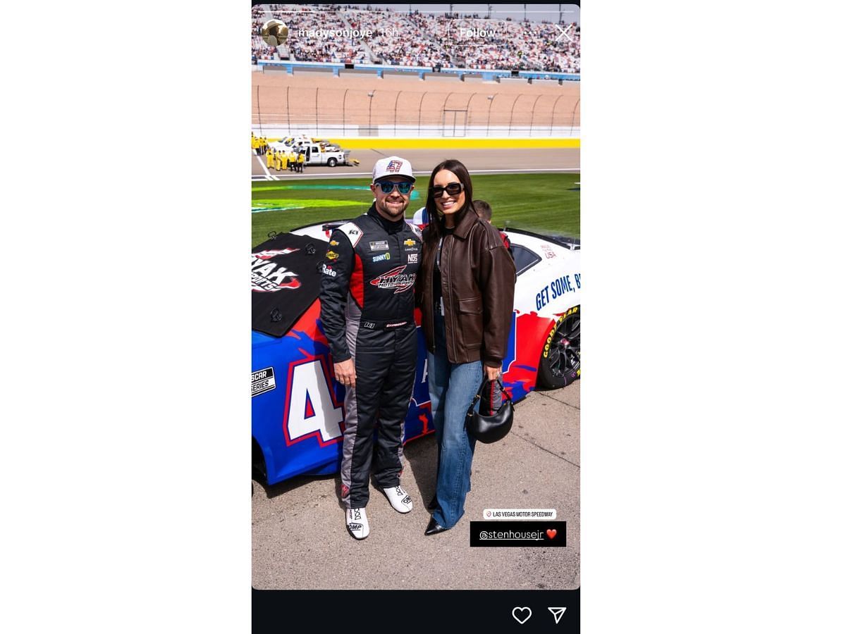 Madyson&#039;s post with Stenhouse Jr. at the Pennzoil 400 (Image via Instagram/ @madysonjoye)