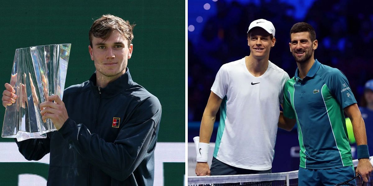 Jack Draper (L), Jannik Sinner and Novak Djokovic (R). (Photos: Getty)