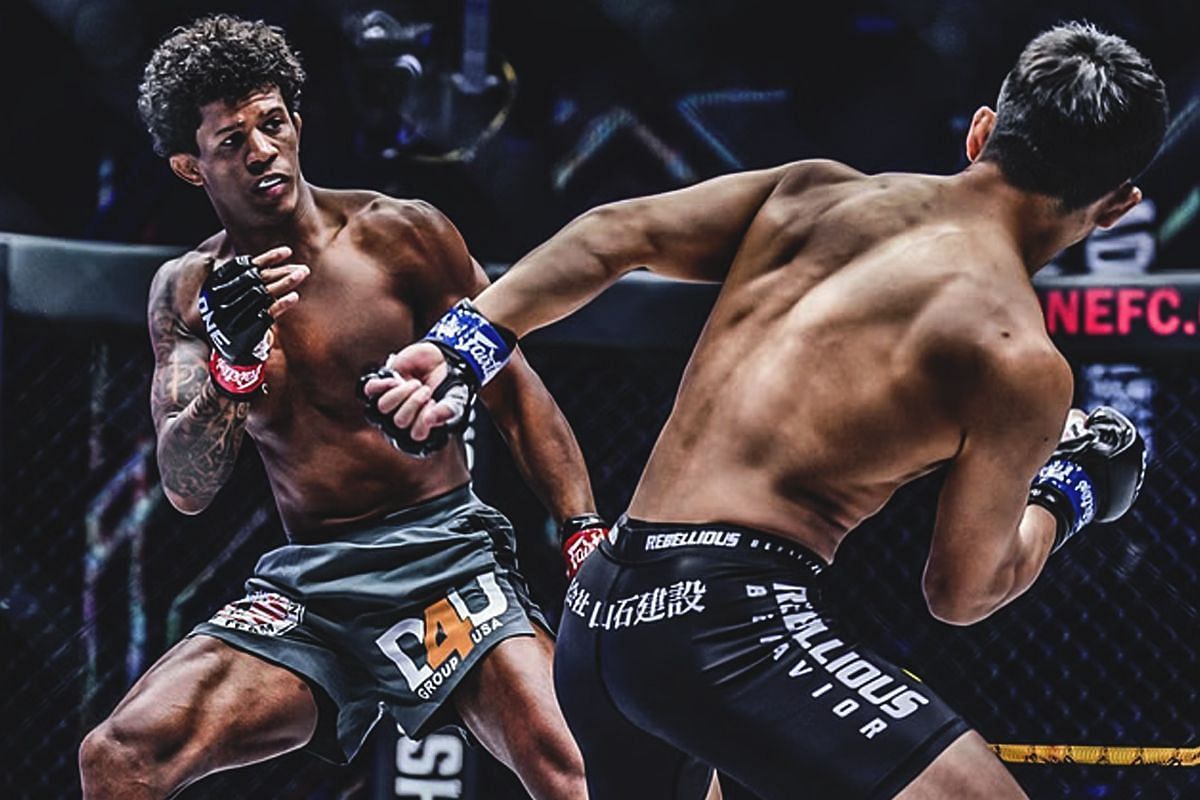 Adriano Moraes (left) submitted Yuya Wakamatsu in their first encounter [Photo via ONE Championship]