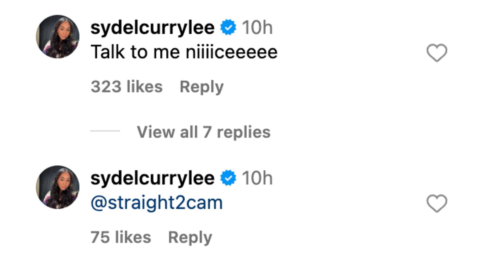 Sydel Curry comments on a post from Suns account. Photo Credits: Suns IG account