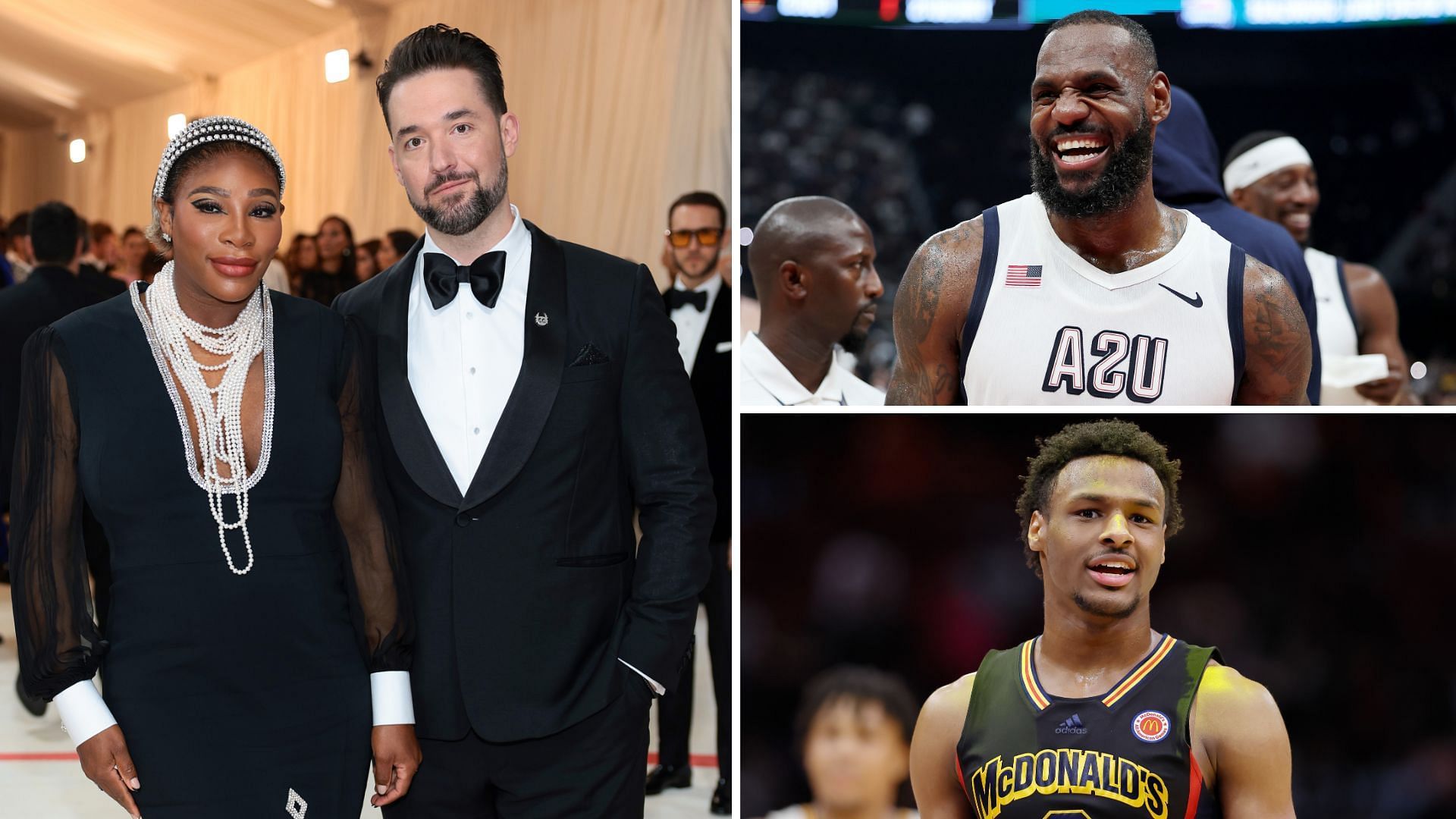 Serena Williams, Alexis Ohanian, Lebron and Bronny James (Source: Getty)