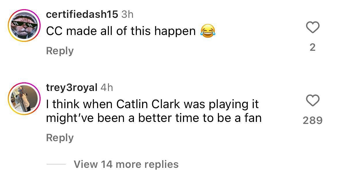 IG users reference Caitlin Clark in the comments section of ESPN&#039;s post