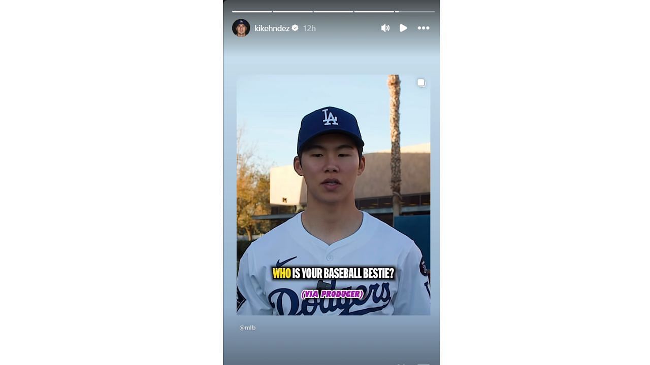 Kiki Hernandez reshares video featuring teammate Hyeseong Kim on his Instagram story. (Credits: IG/Kiki Hernandez)