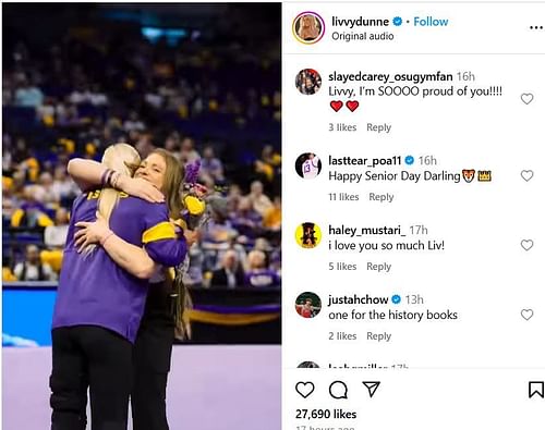 Last-Tear Poa drops a comment on Livvy Dune's IG post. Image via @livvydunne