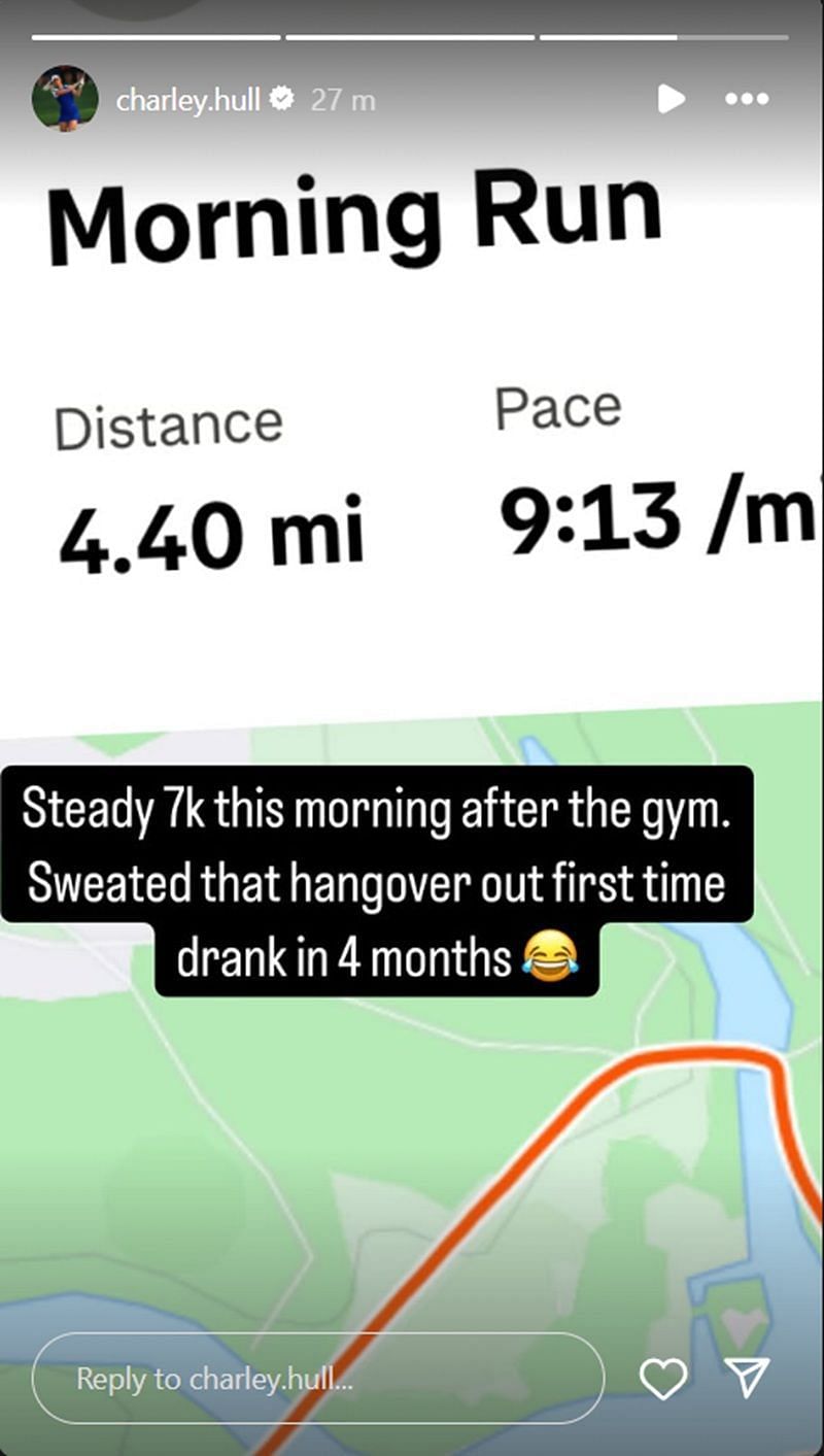 Charley Hull shares her workout to get rid of hangover via @charley.hull Instagram story