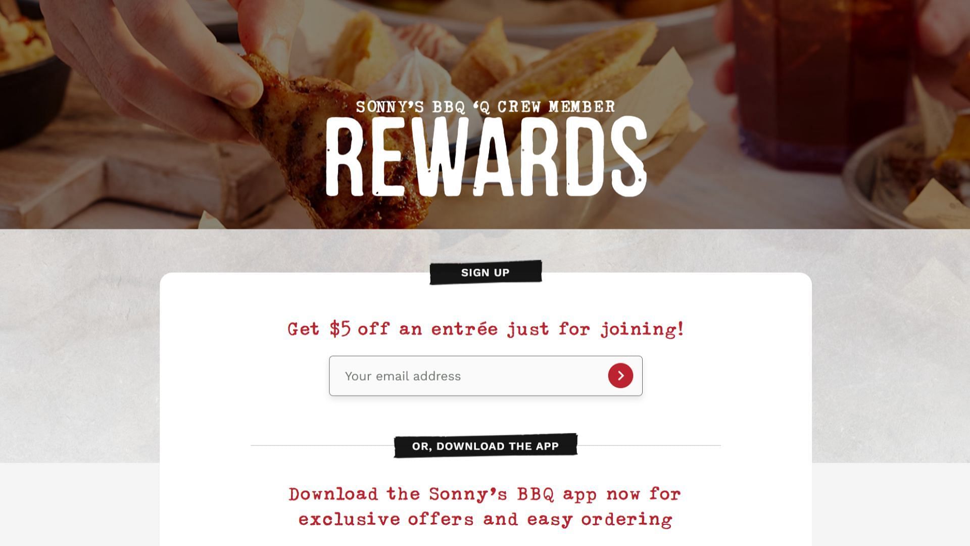 Members of the loyalty program can earn rewards with every order (Image via Sonny&#039;s BBQ)