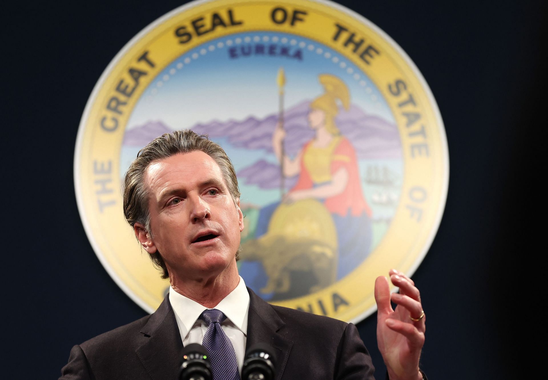 California Governor Newsom Announces New Gun Safety Legislation After String Of Mass Shootings In The State - Source: Getty