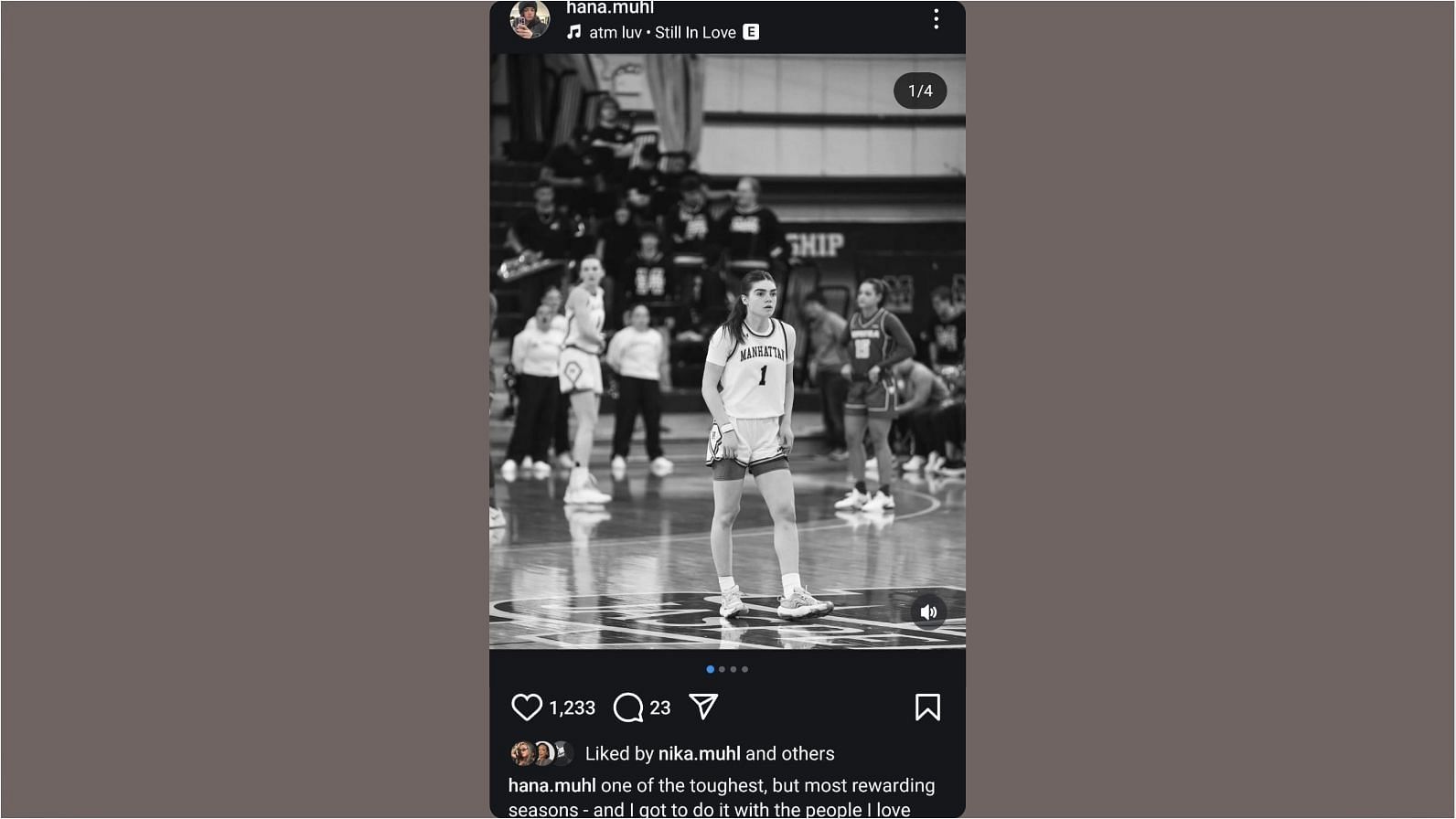 Hana Muhl posted about her season, looking back on her third year playing college basketball.