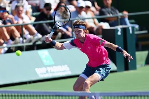 Andrey Rublev at the BNP Paribas Open - Day 4 - Source: Getty