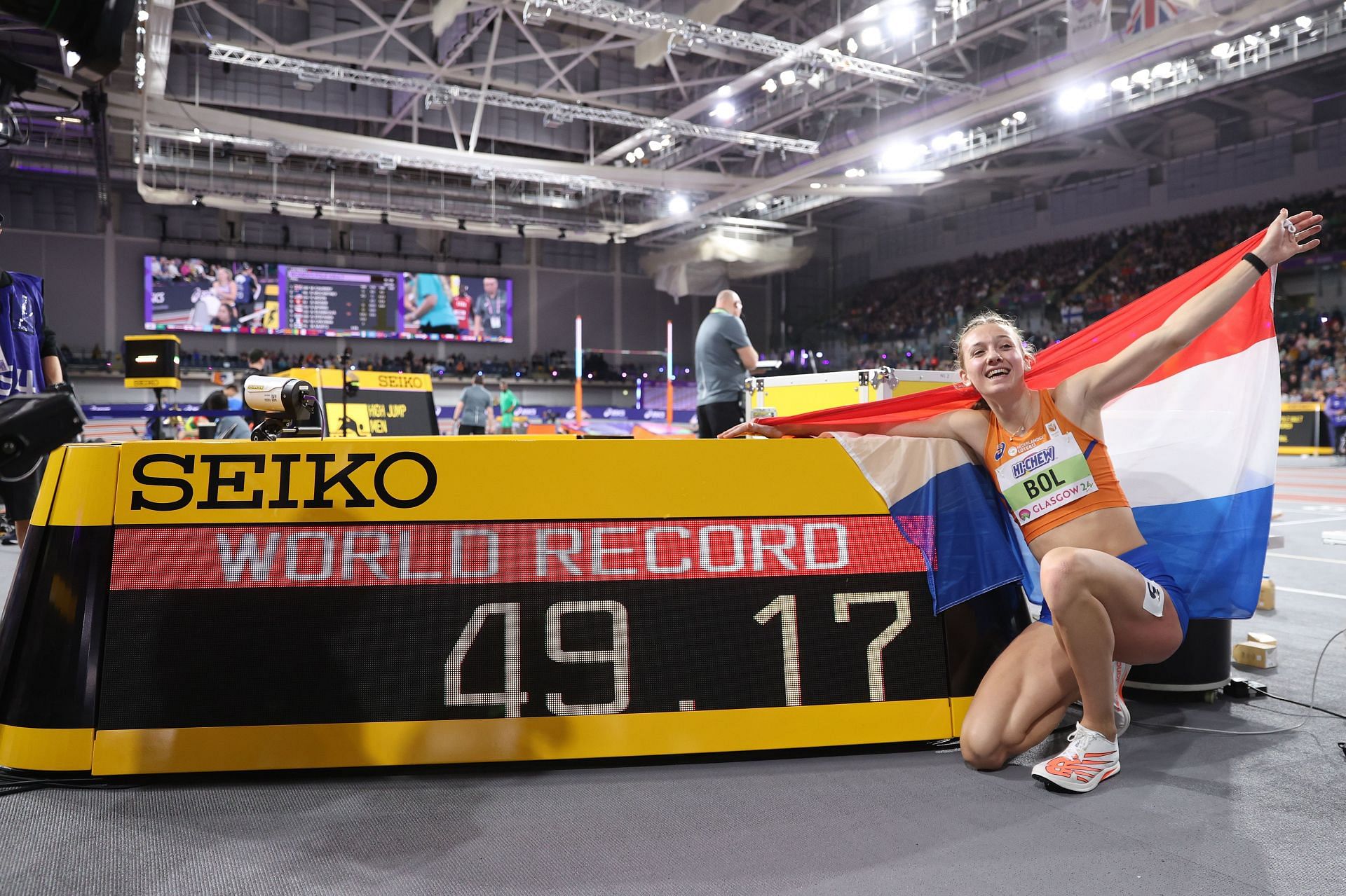 Femke Bol after setting new World Record at World Athletics Indoor Championships 2024. (Photo: Getty Images)