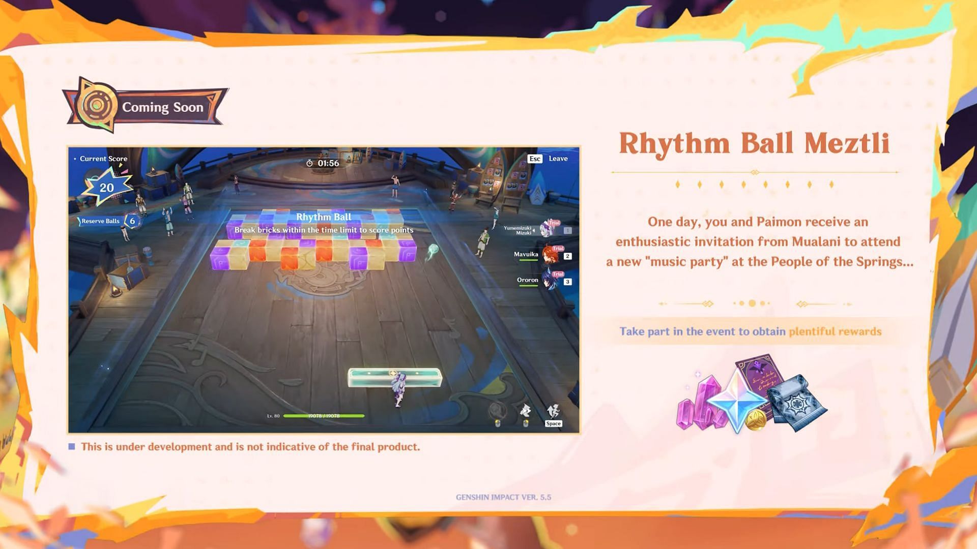 Rhythm Ball Meztli event in version 5.5 (Image via HoYoverse)