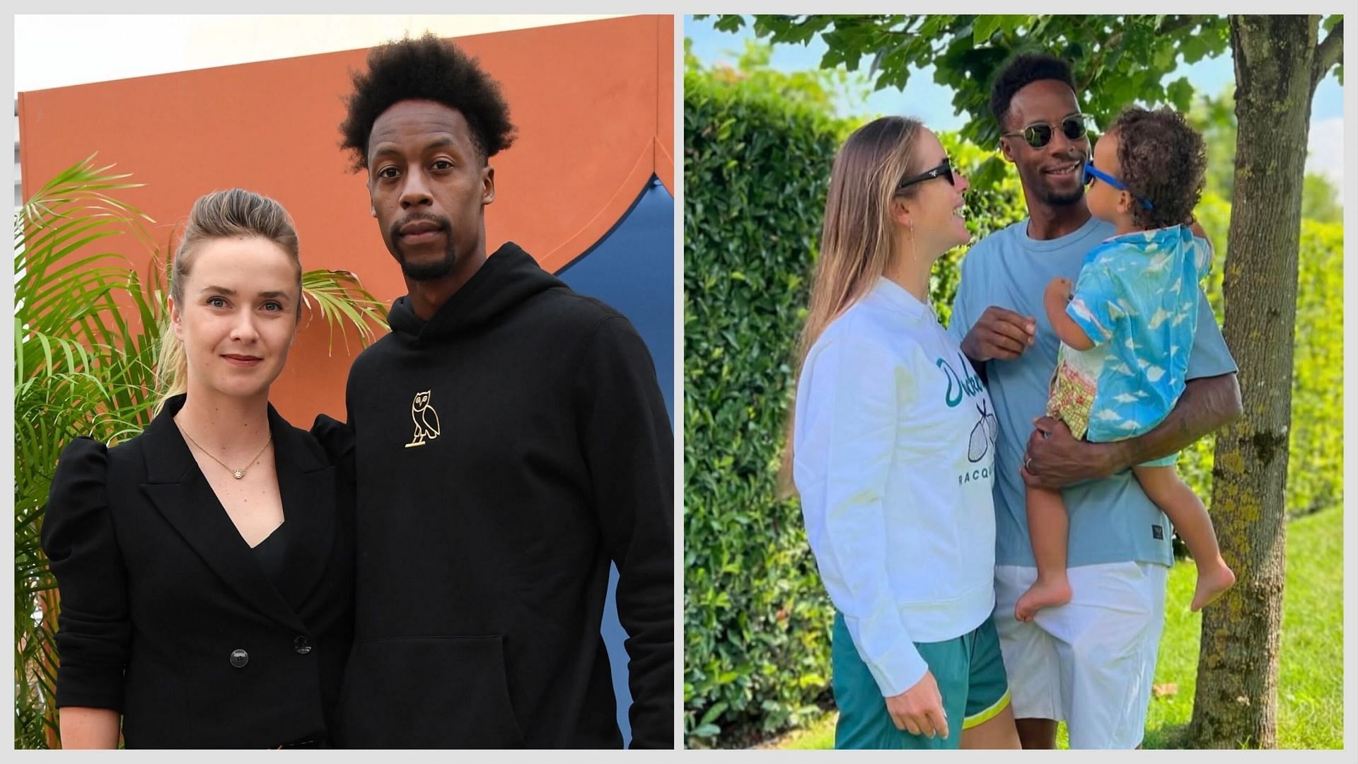 Elina Svitolina and Gael Monfils (L), the couple with their daughter Skai (R). (Photos: left -Getty, right - Instagram