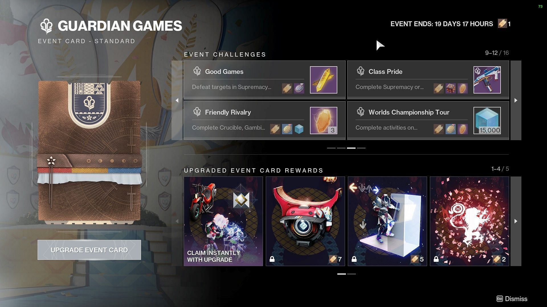 A few event challenges in Destiny 2 Guardian Games (Image via Bungie)