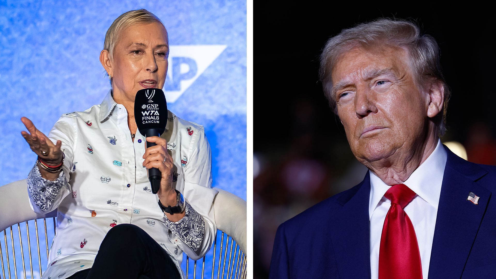 Martina Navratilova (L) and Donald Trump (R) - Source: Getty