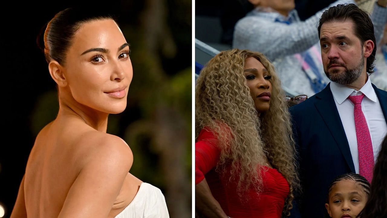 Kim Kardashian (L) and Serena Williams along with husband Alexis Ohanian (R) - Source: Getty