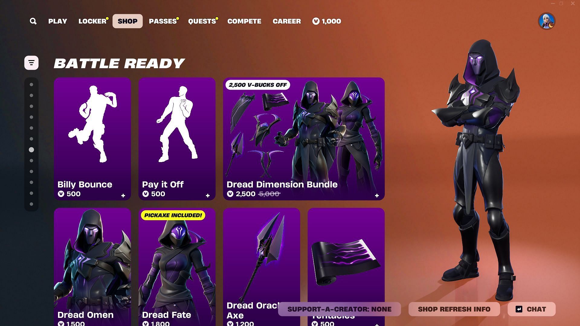 You can now purchase Dread Omen and Dread Fate skins in Fortnite (Image via Epic Games)