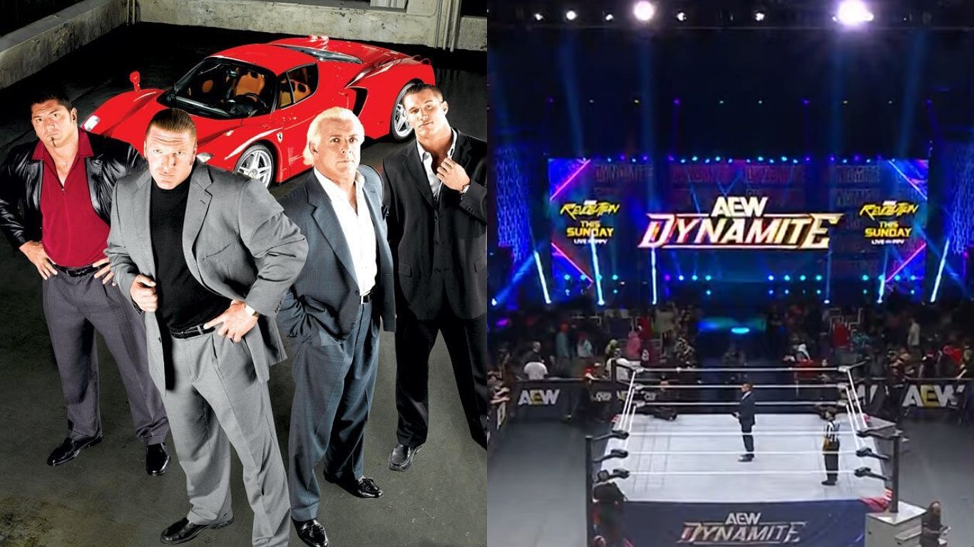 Evolution is one of the greatest factions of WWE [image source: WWE.com, AEW YouTube]