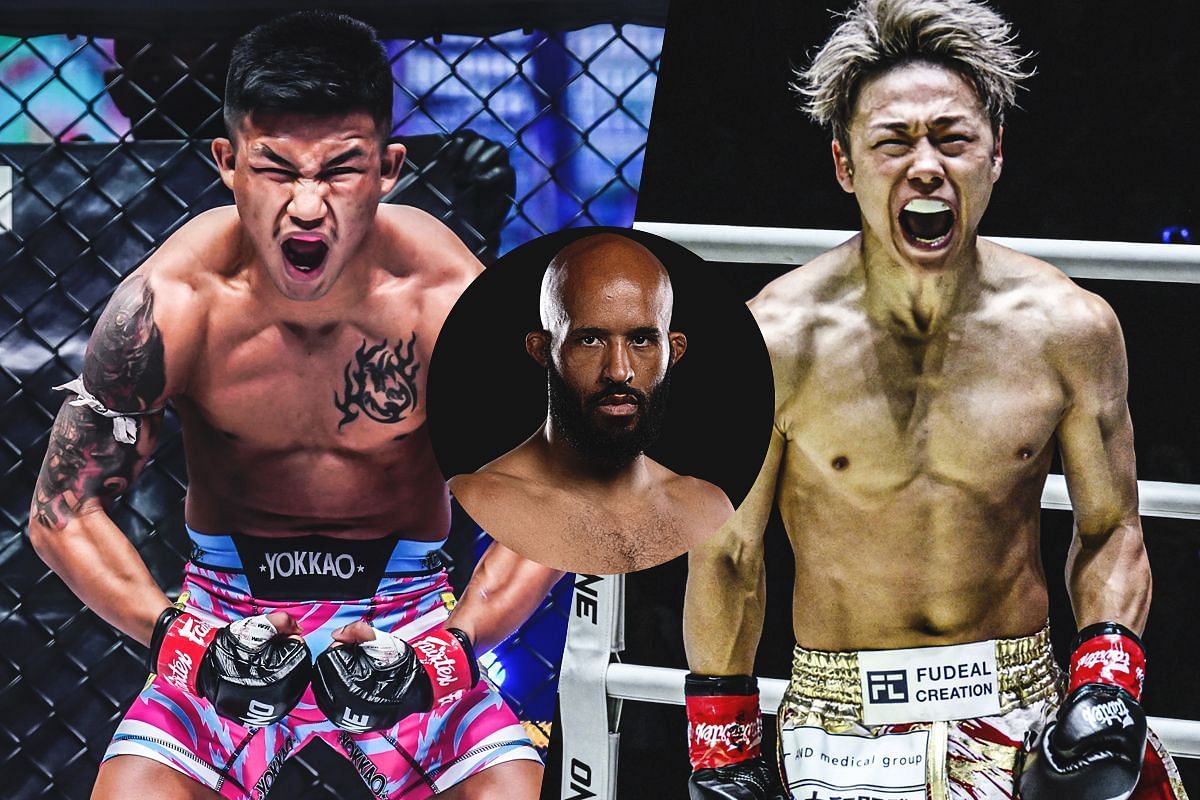 Rodtang (left), Demetrious Johnson (circle inset), Takeru (right) [Photo via ONE Championship]