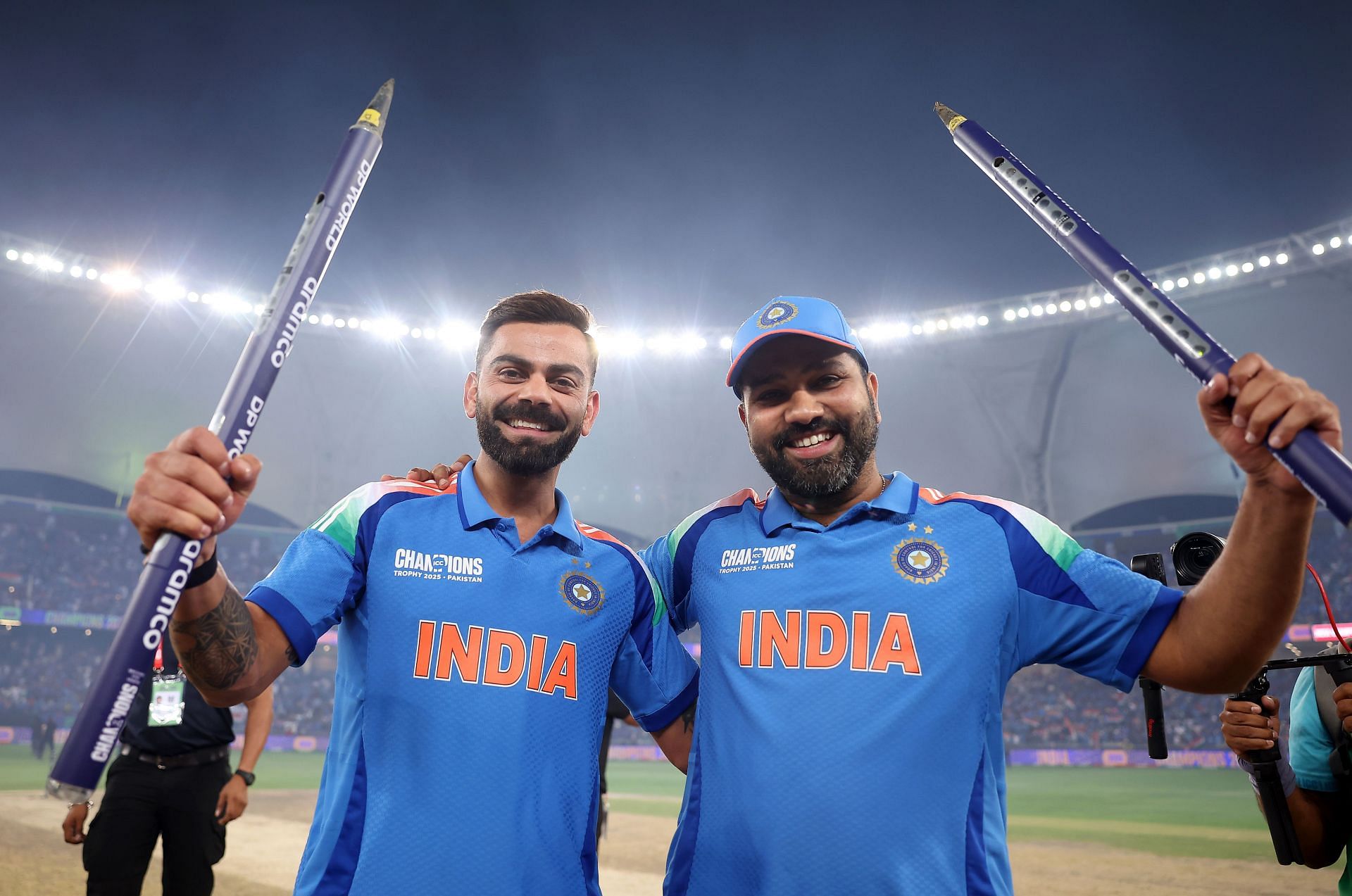 Rohit Sharma (right) and Virat Kohli have won four ICC trophies. [P/C: Getty]