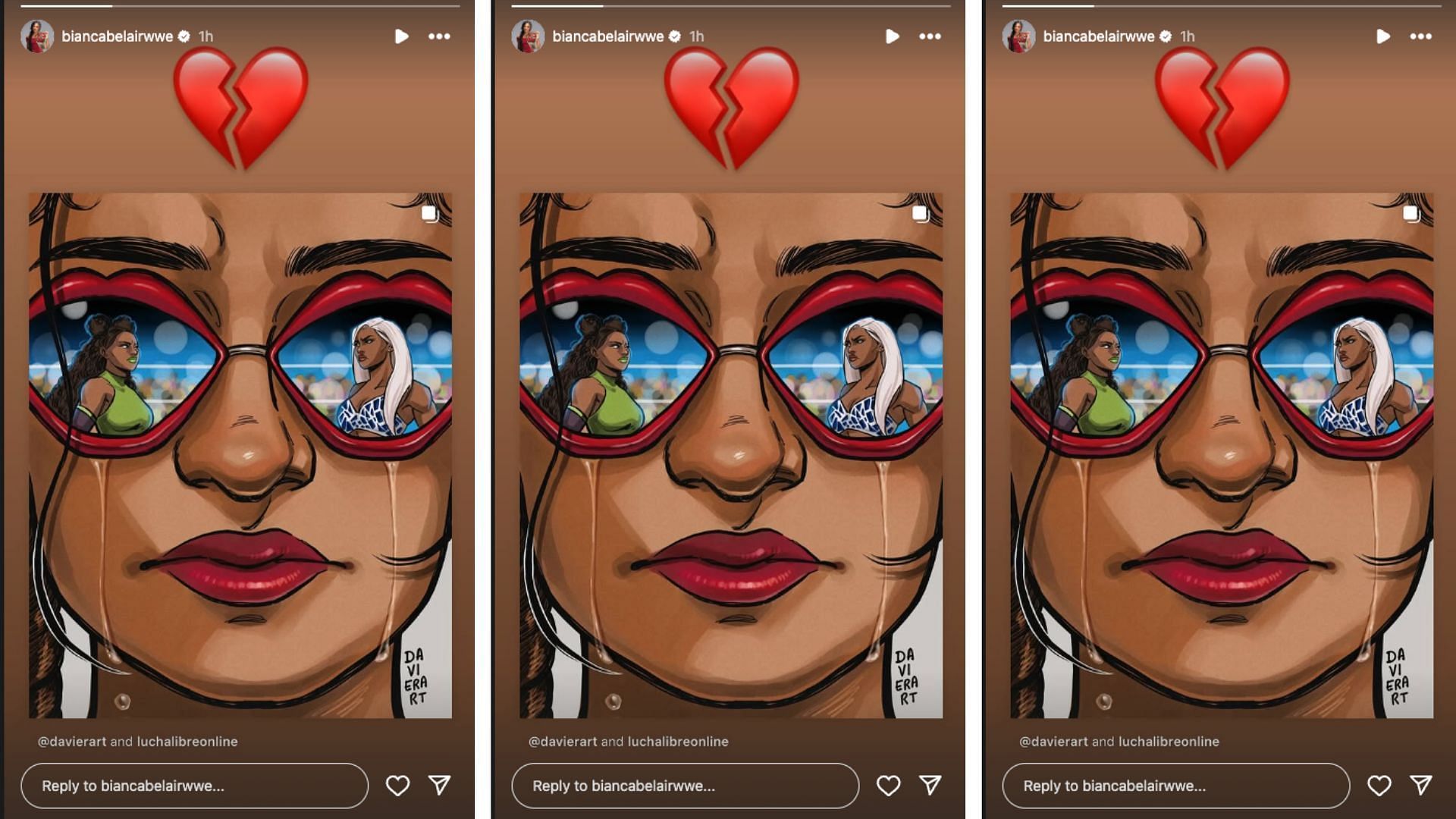 Belair shares heartbreaking message. [Image credit: Screenshot of Bianca Belair&#039;s Instagram story]