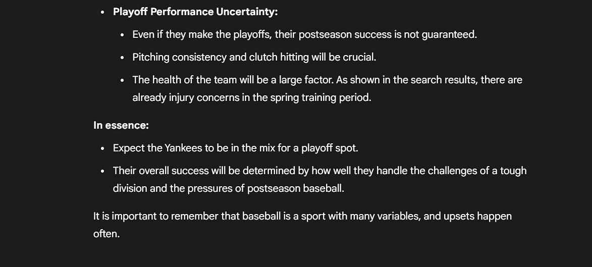 AI believes that injuries could be the biggest issue for the Yankees in 2025 (Photo Source: Google Gemini)