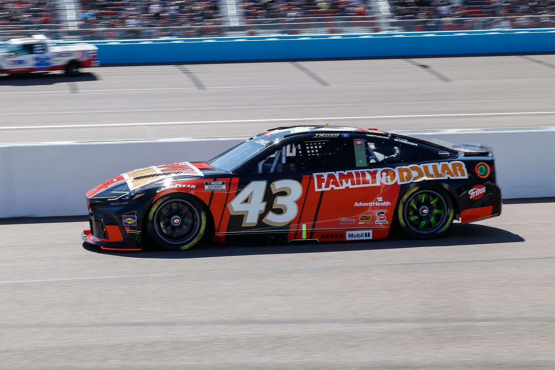 Erik Jones (#43 Legacy Motor Club Family Dollar Toyota) leaves the pits before the NASCAR Cup Series Shriners Children&#039;s 500 on March 9, 2025 at Phoenix Raceway - Source: Getty