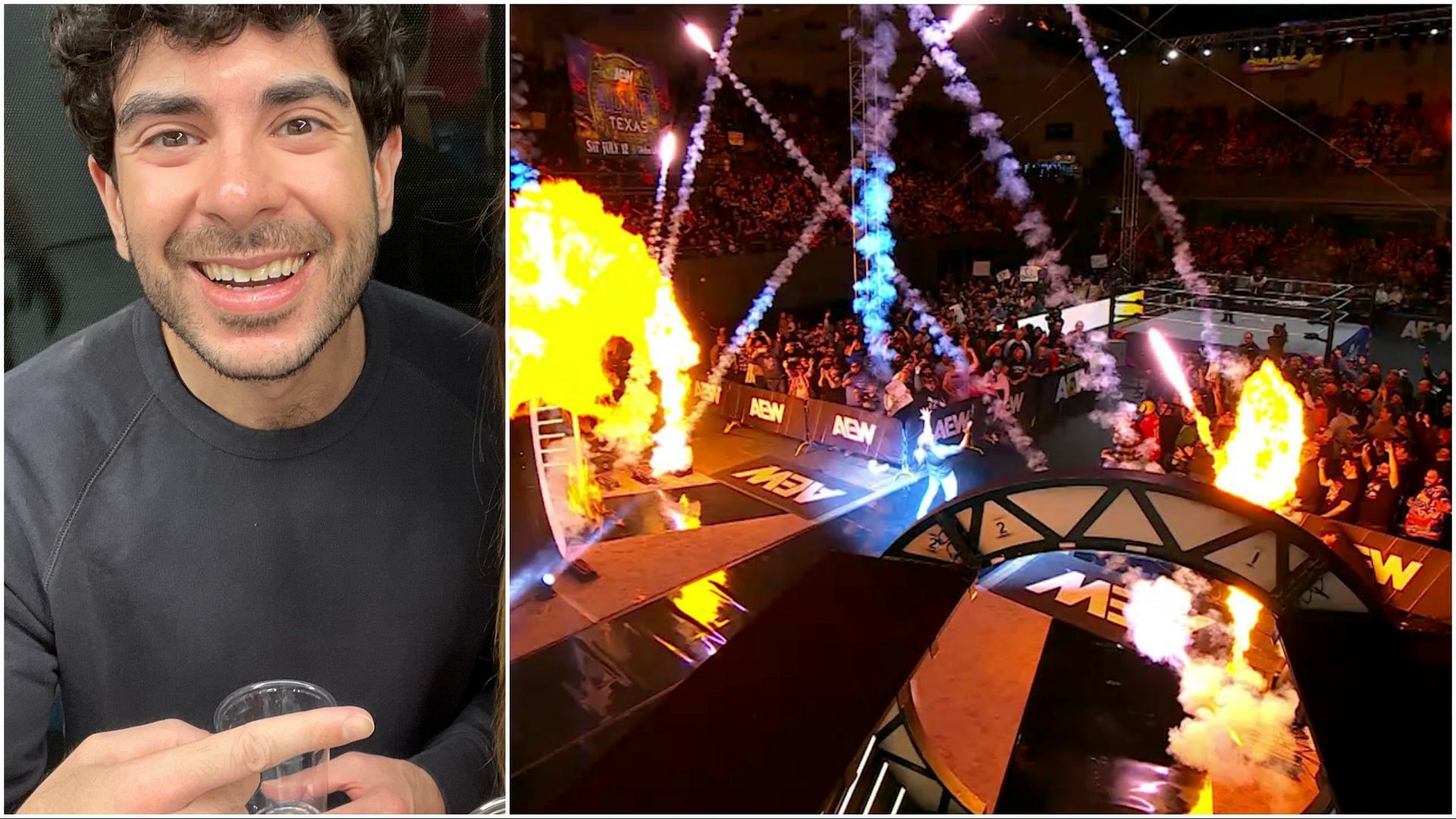 AEW President Tony Khan, AEW fans watch the action at Dynamite