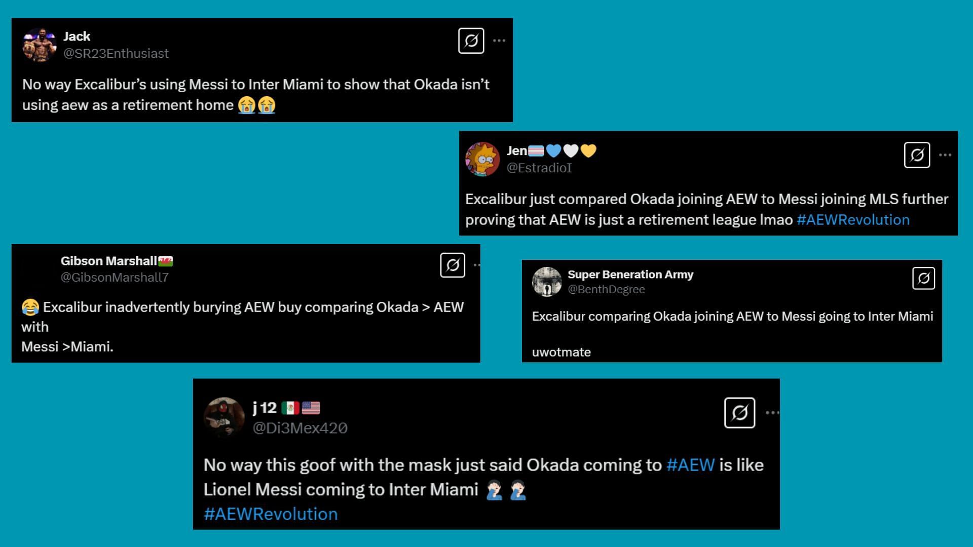 Fans reacted to AEW commentary about Lionel Messi [Credit: Fan reaction on X]