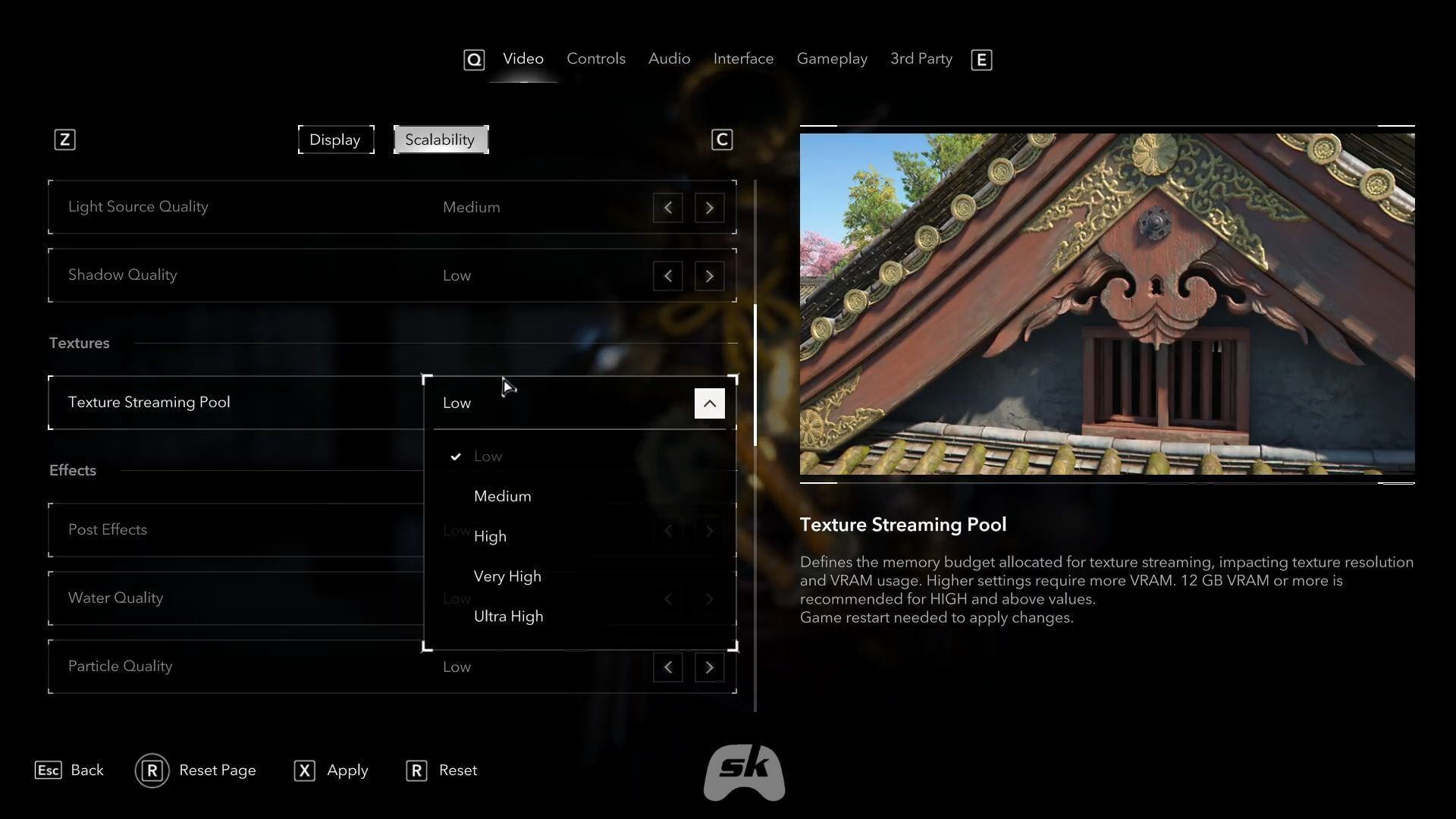 Assassin&#039;s Creed Shadows video settings page (Image via Ubisoft)