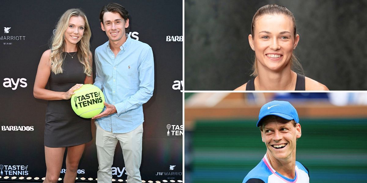 Katie Boulter with Alex de Minaur (L), Anna Kalinskaya (top-right) and Jannik Sinner (down-right) [Image Source: Getty Images]