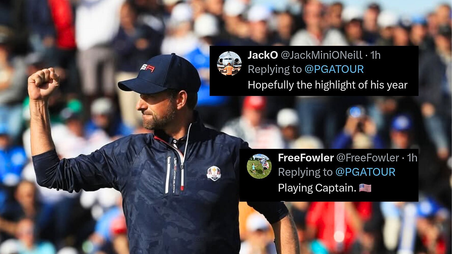 Fans hail Keegan Bradley after he scores ace / Source: @keeganbradley1 on IG, @FreeFowler and @JackMiniONeill on X