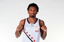 PHOTO: Kansas signee Darryn Peterson flexes his McDonald's All-American jersey as gameday closes by
