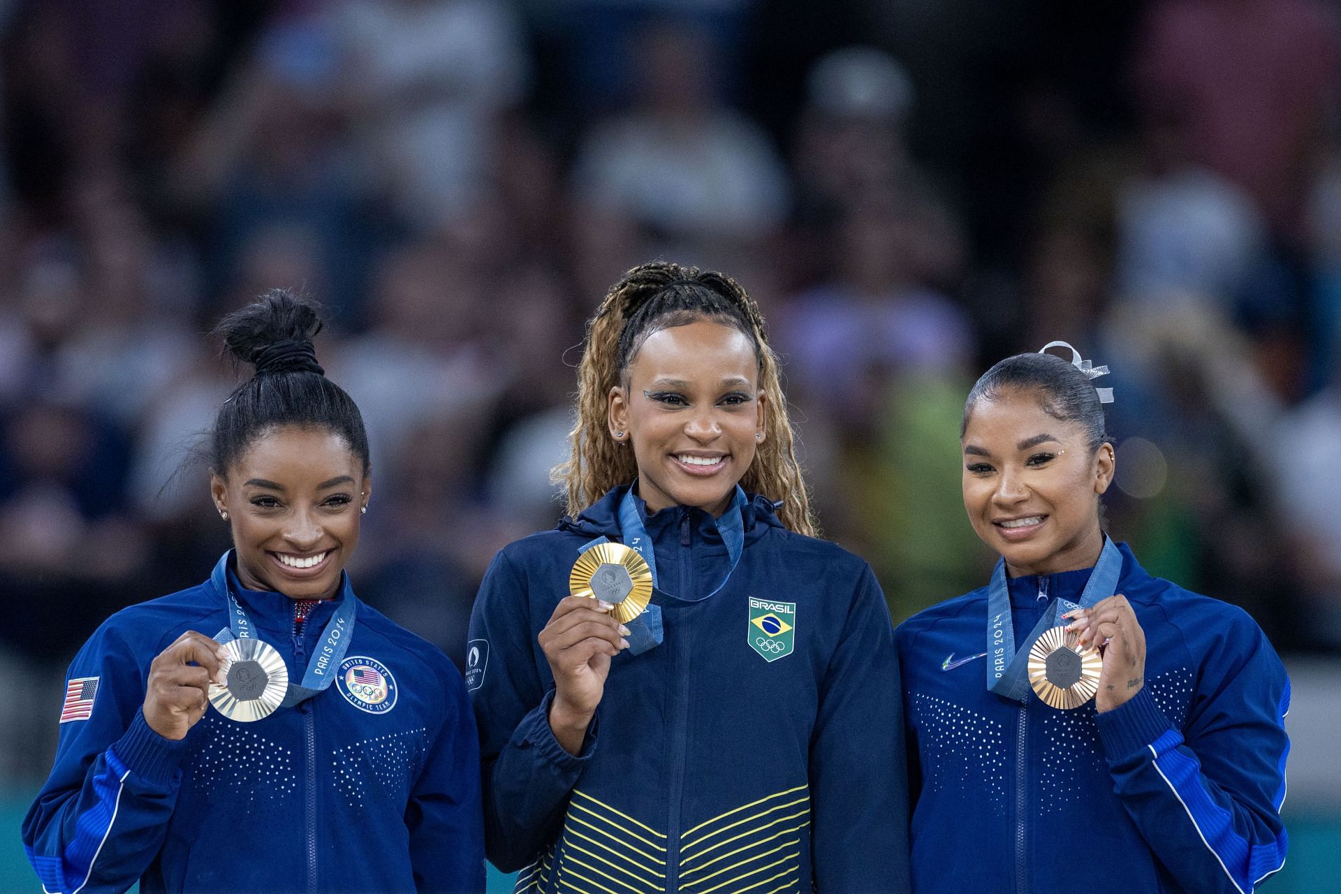 Simone Biles, Rebeca Andrade and Jordan Chiles at the Olympic Games-Paris 2024 - (Source: Getty)