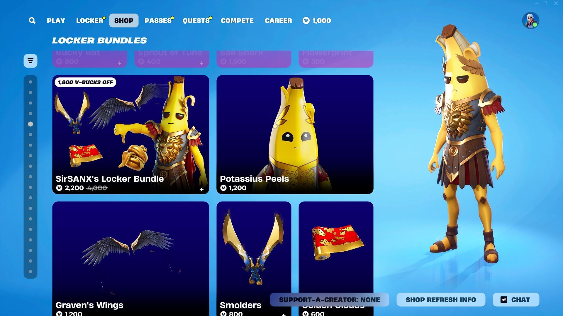 You can now purchase SirSANX&#039;s Locker Bundle in Fortnite (Image via Epic Games)