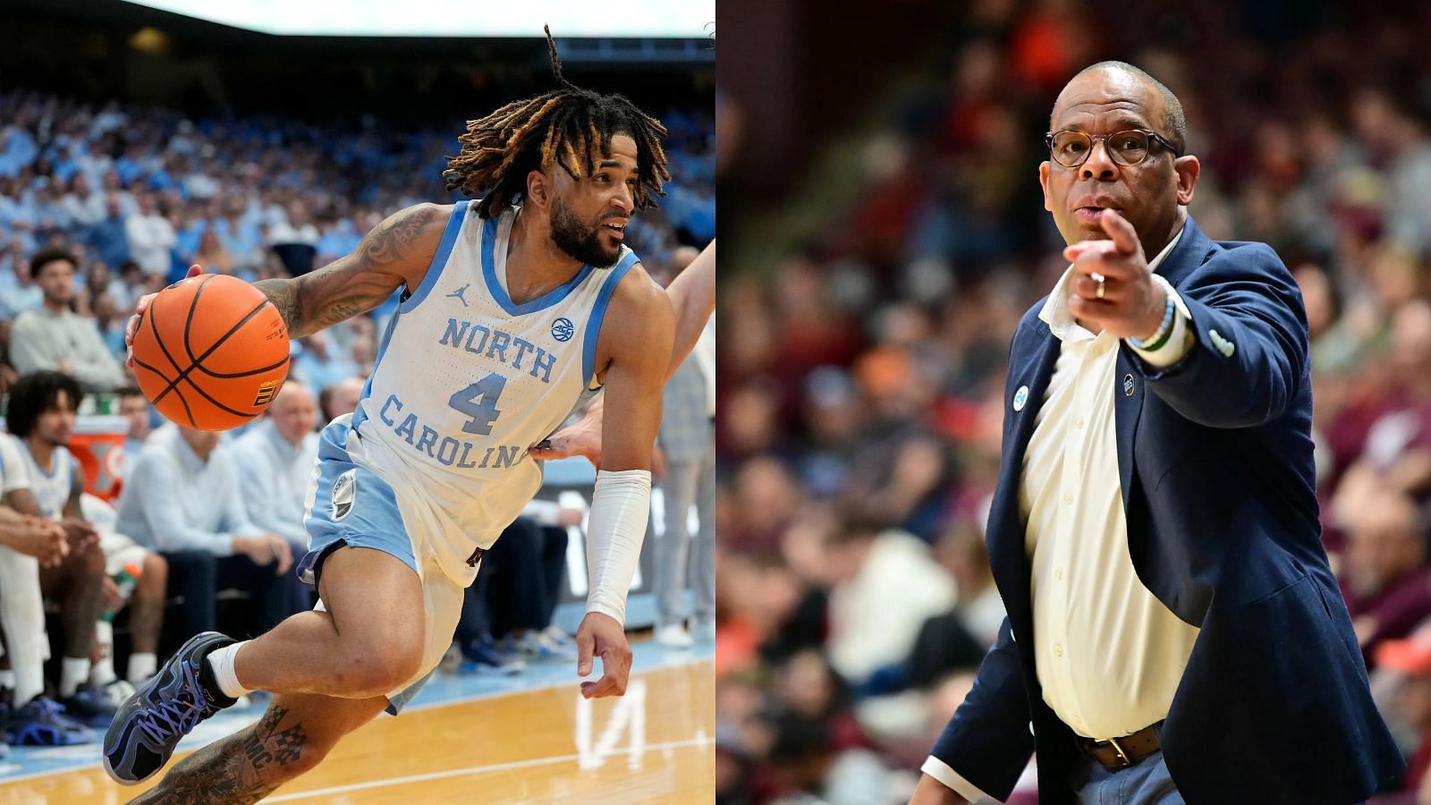 North Carolina star RJ Davis and coach Hubert Davis could be hoping to steal an NCAA Tournament bid this week. (Photo Credits: IMAGN)