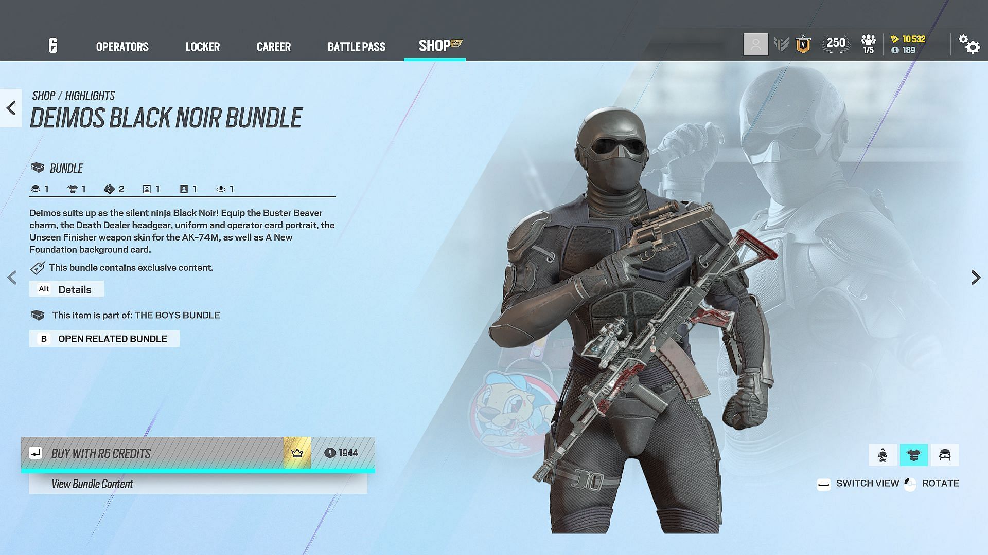 Deimos Black Noir bundle from the latest collaboration (Image via Sportskeeda Gaming || Ubisoft)