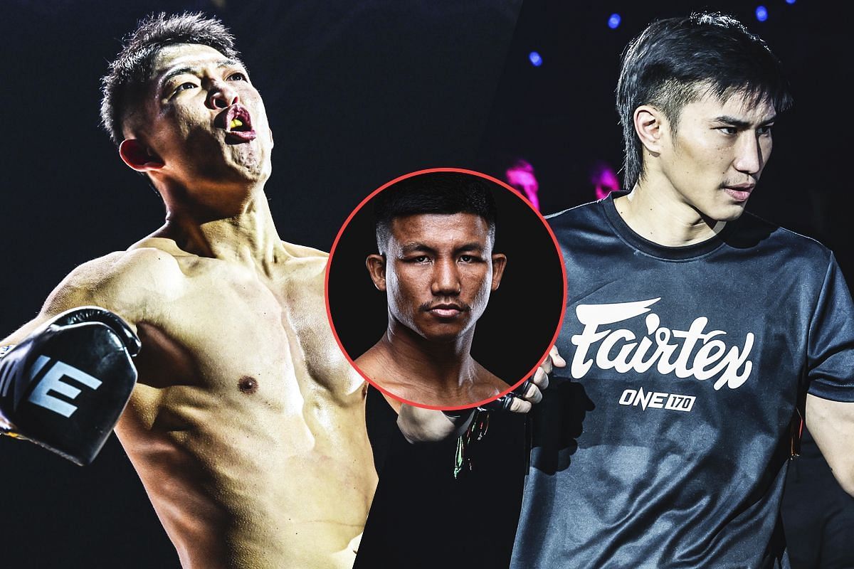 Masaaki Noiri (left), Tawanchai (right), and Rodtang (circle inset). [Photos from ONE Championship]