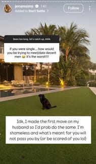 Jena Sims answered a Q&A question ( via Jena Sims' Instagram story)