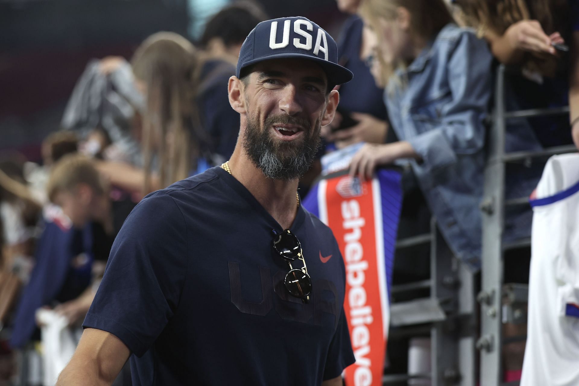 Michael Phelps at the 2025 SheBelives Cup match between the United States and Australia (Image via: Getty Images)