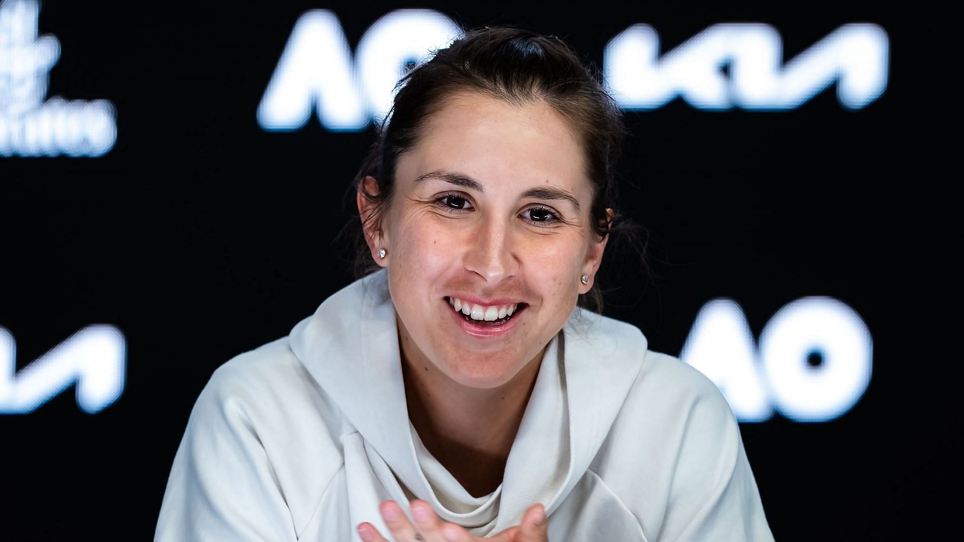 Belinda Bencic speaking at a press conference - Source: Getty